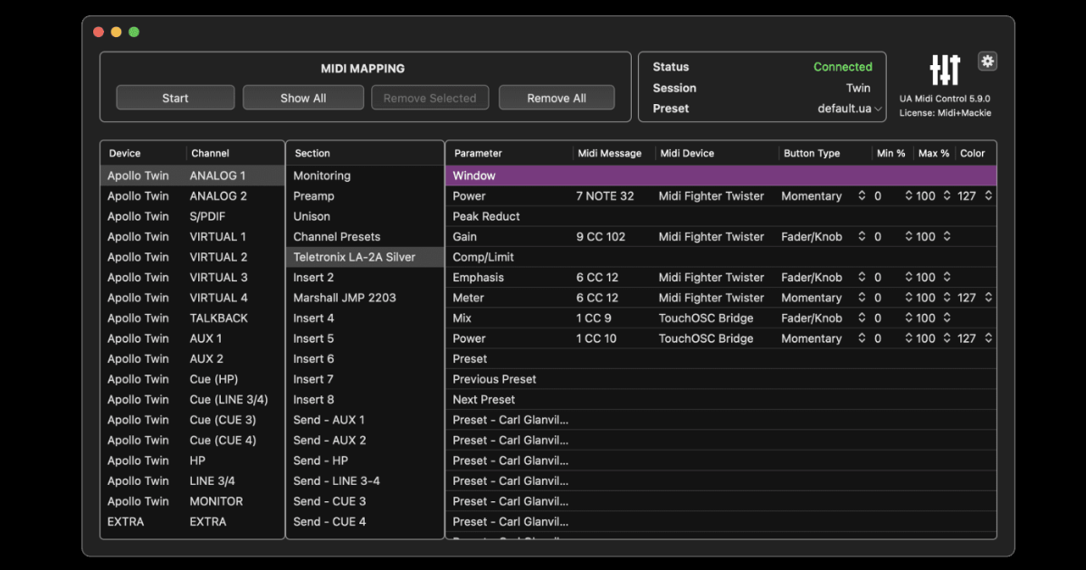 UA Midi Control product screenshot